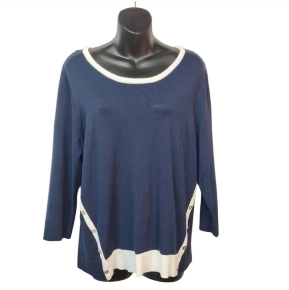 Christopher & Banks Women's Navy Blue 3/4 Sleeves Sweater Size L